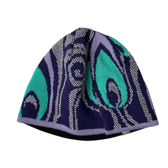 Smartwool Merino Wool Blend Beanie Hat Green Purple Knit Outdoors One Size - Picture 1 of 5